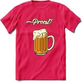 Proost! T-Shirt | Bier Kleding | Feest | Drank | Grappig Verjaardag Cadeau | - Roze - L