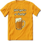 Wat Rijmt Er Op Vrijdag? T-Shirt | Bier Kleding | Feest | Drank | Grappig Verjaardag Cadeau | - Geel - M