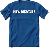 Hey, Biertje? T-Shirt | Bier Kleding | Feest | Drank | Grappig Verjaardag Cadeau | - Donker Blauw - L