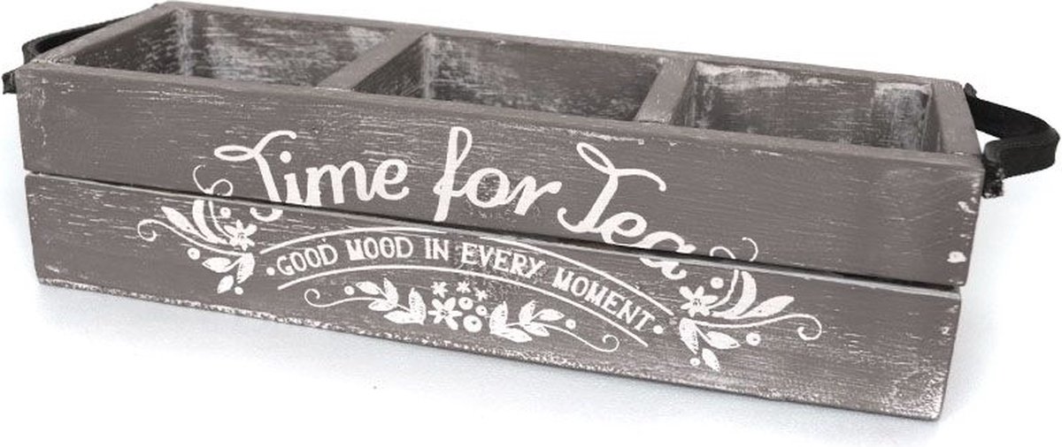 Theebakje / theedoos 8x33cm taupe