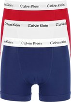Calvin Klein trunks (3-pack) - heren boxers normale lengte - rood - wit en blauw -  Maat: L