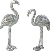 Flamingo - zilveren Flamingo's - glitters hoogte  = Hoogte 20 & 24cm - 2 stuks