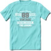89 Jaar Legend T-Shirt | Zilver - Wit | Grappig Verjaardag en Feest Cadeau | Dames - Heren - Unisex | Kleding Kado | - Licht Blauw - XL