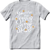 You Are The Stars In My Sky - Valentijn T-Shirt | Grappig Valentijnsdag Cadeautje voor Hem en Haar | Dames - Heren - Unisex | Kleding Cadeau | - Licht Grijs - Gemaleerd - S