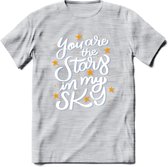 You Are The Stars In My Sky - Valentijn T-Shirt | Grappig Valentijnsdag Cadeautje voor Hem en Haar | Dames - Heren - Unisex | Kleding Cadeau | - Licht Grijs - Gemaleerd - XL