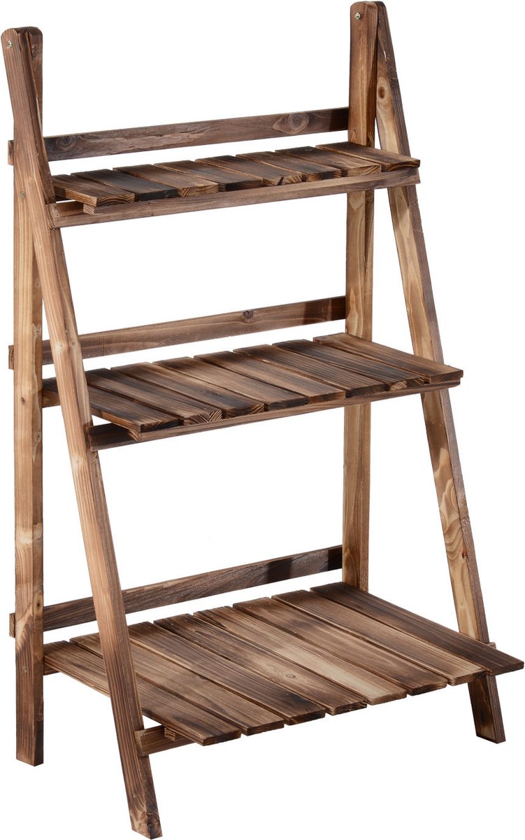Outsunny Plantenetagere bloementrap bloemenbank plantenrek standaard 3 trappen vurenhout 845-119