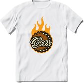 Bierdopje T-Shirt | Bier Kleding | Feest | Drank | Grappig Verjaardag Cadeau | - Wit - XL