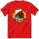 Bierpul T-Shirt | Bier Kleding | Feest | Drank | Grappig Verjaardag Cadeau | - Rood - S