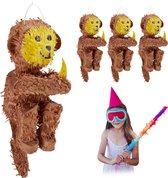 Relaxdays 4 x pinata aap - verjaardag - apen pinata - kinderen - ongevuld - decoratie