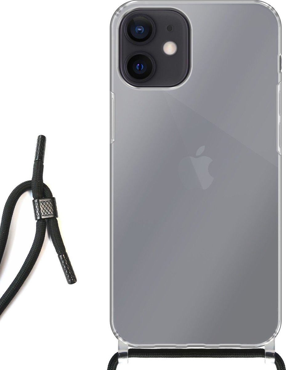 Hoesje met koord - geschikt voor iPhone 12 Mini - Schockproof ketting crossbody transparant case