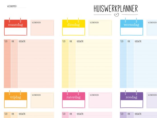 Agenda des devoirs - Agenda scolaire - Hip - Agenda hebdomadaire - Agenda de bureau