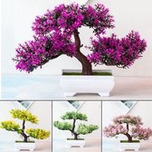 BaykaDecor - Paars Kunst Bonsai Sakura Boom - Kunstplant met Pot - Japanse Kunstbloem - Kunstboom - Woondecoratie - Paars - 25 cm