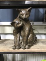 Set spelende katten / poezen, katten / poezen beeld, dierenbeeld, poly, hout kleur