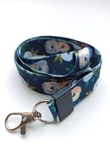 Nosy Two | Keycord Bloemenprint Blauw | Keycord Bloem Motief Blauw | Lanyard Bloem Motief Blauw | Lanyard Bloemenprint Blauw