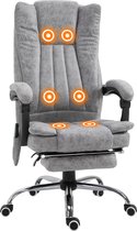Bureaustoel - Massagestoel - Ergonomische bureaustoel - Game stoel - Verwarmingsfunctie -Ligfunctie - Voetensteun - Grijs