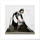 JUNIQE - Poster Banksy Cleaning Lady -40x40 /Zwart