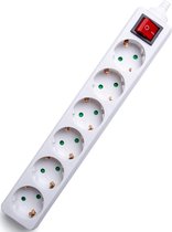 Verlengsnoer met Schakelaar zonder Snoer/Kabel - Igna Travis - 3680W - 6 Stopcontacten - Wit | Nederland
