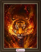 Artibalti Diamond Painting Tiger in the flames 30x40 cm AZ-4137 Vierkante Steentjes