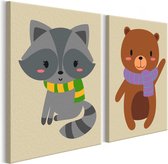 Doe-het-zelf op canvas schilderen - Raccoon & Bear.