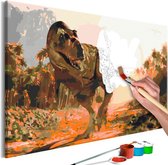 Doe-het-zelf op canvas schilderen - Dangerous Dinosaur.