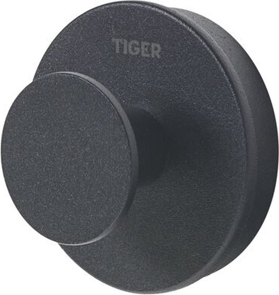 Tiger Urban - Handdoekhaak groot (1x) - ø 5 cm - Inclusief 2 decorringen - Zwart