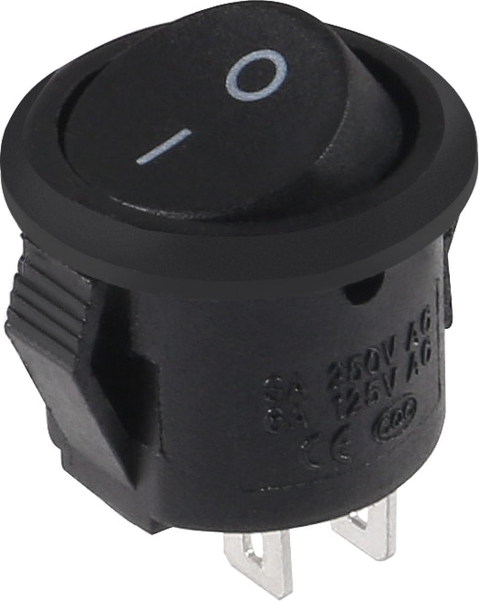 Interrupteur bascule rond 1x ON - ON SPDT 250V 10A noir