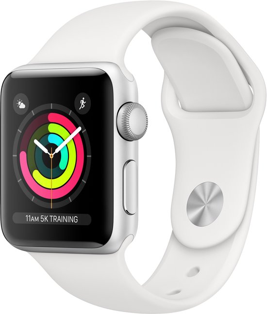 Apple Watch Series 3 - Smartwatch - Zilver/Wit Sportbandje - 38mm