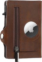 Cestgoods Luxe leder Portemonnee - Pasjeshouder geschikt voor Apple Airtag - 7 Pasjes- RFID - Bruin