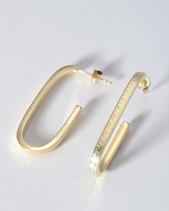 2bs jewelry heckel J hoop, zilveren oorbellen, 14k goud geplaat, handmade |  bol.com