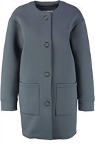 Yaya oversized zacht recht jasje katoen poly stretch - deep sea blue - grote drukknopen - valt ruim - Maat 36