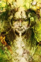 Celtic Tree - Canvas schilderij - Groene Godin - 40x60cm - Wanddeco - Premium Canvas - Natuur - Dier - Groen - Bruin - Symbool - Mystiek - Pagan - Heidens