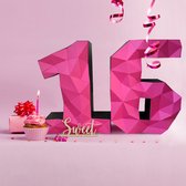 3D Papercraft Kit Sweet Sixteen – Compleet knutselpakket met snijmat, liniaal, vouwbeen, mesje – 44 x 30 cm – Roze Zwart