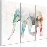 Schilderij - Painted Elephant (3 Parts).