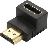 HDMI Adapter M-F - HDMI-stekker - HDMI-bus - 90° naar boven haaks Vergulde steekcontacten - Zwart