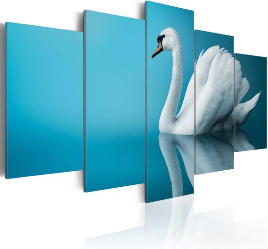 Schilderij - A swan in blue.