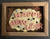 Happy new year - Cadeau - Gift - Nieuwjaarscadeau - Chocolade - Handgemaakt - chocoladereep - Chocolade cadeau - nieuwjaar cadeau - zaken relatie cadeau - zakelijke gift -