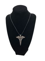 Esculaap ketting, Medicine, Geneeskunde, Doctor, Rod of Asclepius, Ketting, Necklace, Zilver, Silver