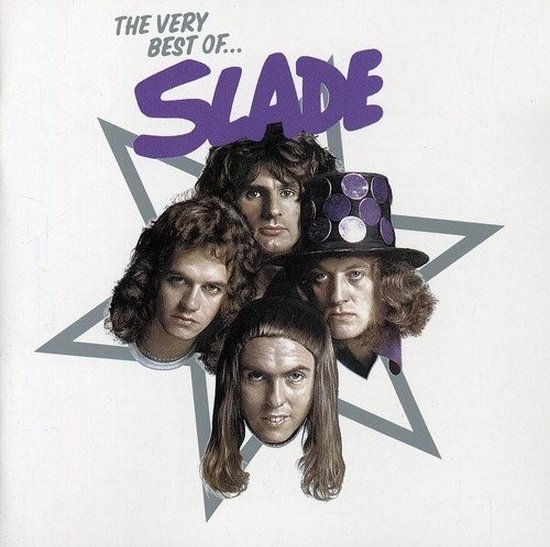 Albumhoes met vier mannen, met "The Very Best Of... SLADE" in paarse letters en een grijze ster.