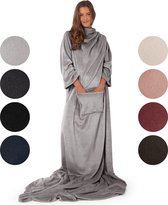 Blumtal - Fleece deken met mouwen - Hoodie Deken - Fleece Plaid -  170 x 200 cm - Grijs