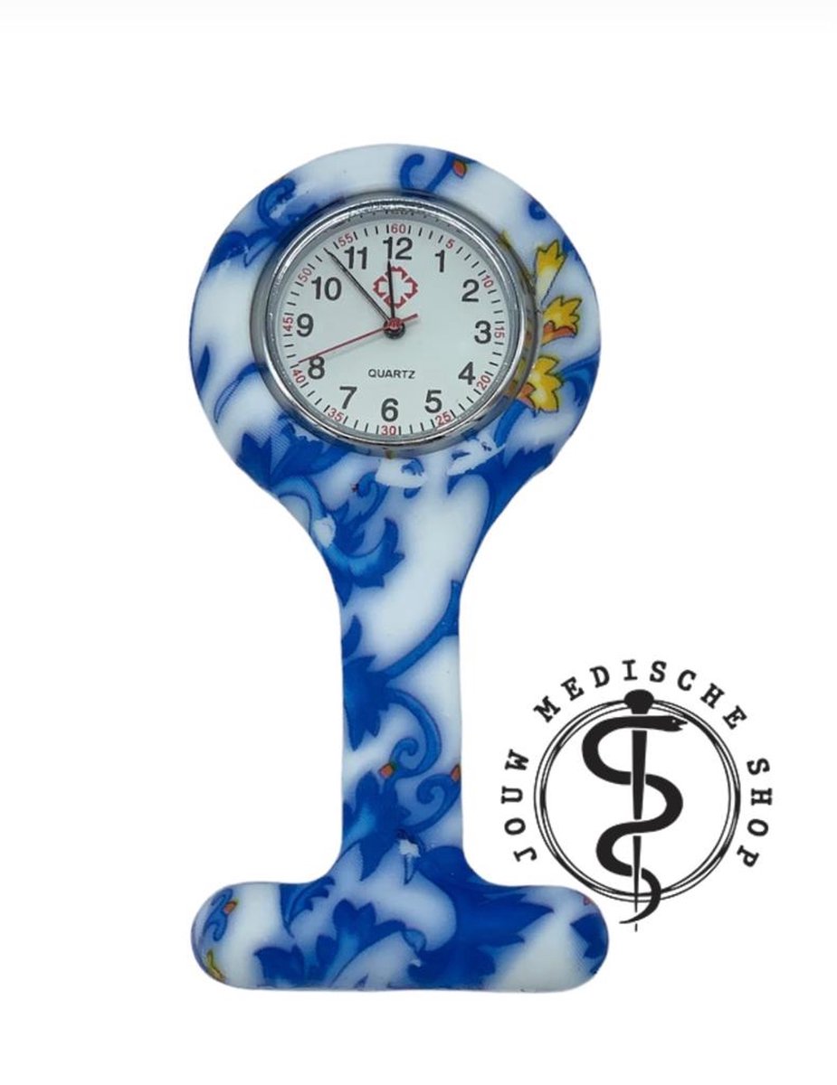Jouw medische shop - nurse watch - verpleegsterhorloge - zusterhorloge - verpleegster horloge - horloge - siliconen - Blue/white