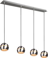 LED Hanglamp - Hangverlichting - Iona Flatina - E14 Fitting - 4-lichts - Rechthoek - Mat Nikkel - Aluminium