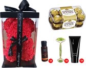 GreatGift® -Cadeaupakket voor Vrouwen- Moederdag - Romantisch Cadeau - Gezichtsmaskers- Jade Roller- Ferrero Rocher - Luxe Cadeau - Giftbox - Rozen Beer - Cadeau pakket