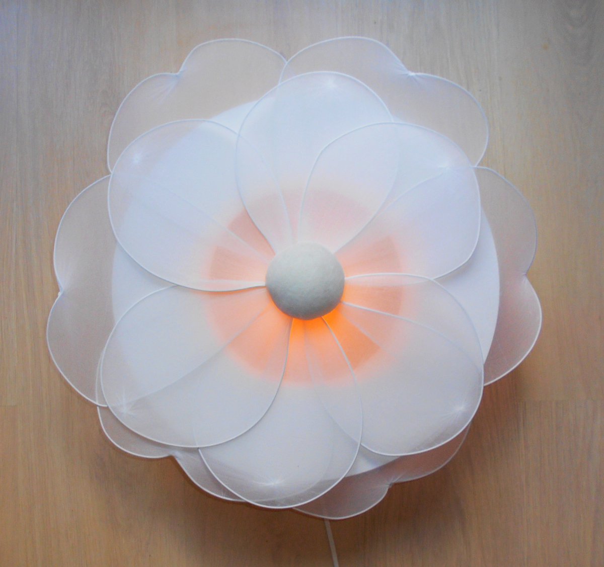 Funnylight Design wandlamp XXL 50 cm bloem wit voor de slaap kamer