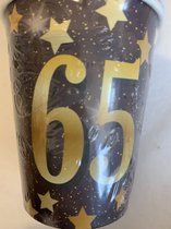 Beker karton 65 jaar Party Gold 8 stuks