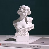 BaykaDecor - Klassiek Standbeeld Vrouw Met Harp - Elegante Kunst - Kunstgalerie - Woondecoratie - Cadeau voor Mama - Wit - 16 cm