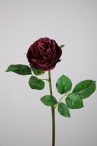 Kunstbloem - Roos - topkwaliteit decoratie - 2 stuks - zijden bloem - Donkerrood - 48 cm hoog