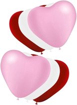 3x 6 Ballonnen set hartjes – Rood – wit – roze – moederdag – huwelijk – valentijn.