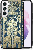 Hoesje Customize Geschikt voor Samsung Galaxy S22 Back Cover Siliconen Hoesje met Zwarte rand Beige Flowers