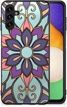 Smartphone Hoesje Geschikt voor Samsung Galaxy A13 5G | Geschikt voor Samsung Galaxy A04s TPU Bumper met Zwarte rand Paarse Bloem