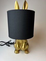 Gouden konijnenlamp met zwarte kap